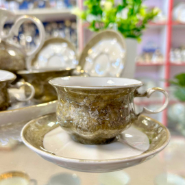 Кофейный набор Коростенского ФЗ 1960-91гг. Тонкий фарфор, крытье, позолота. 90мл. Цена за 14пр. Картинка 4